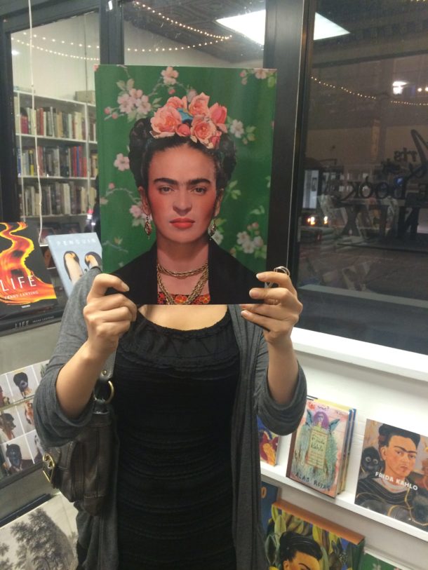 Siel Ju with Frida Kahlo at The Last Bookstore